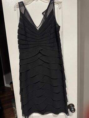 Sleeveless Black Layered V-Neck Mini Dress